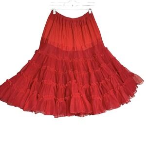 Vintage Petticoat Junction Square Dance Skirt Womens‎ S Red Tulle Pettiskirt